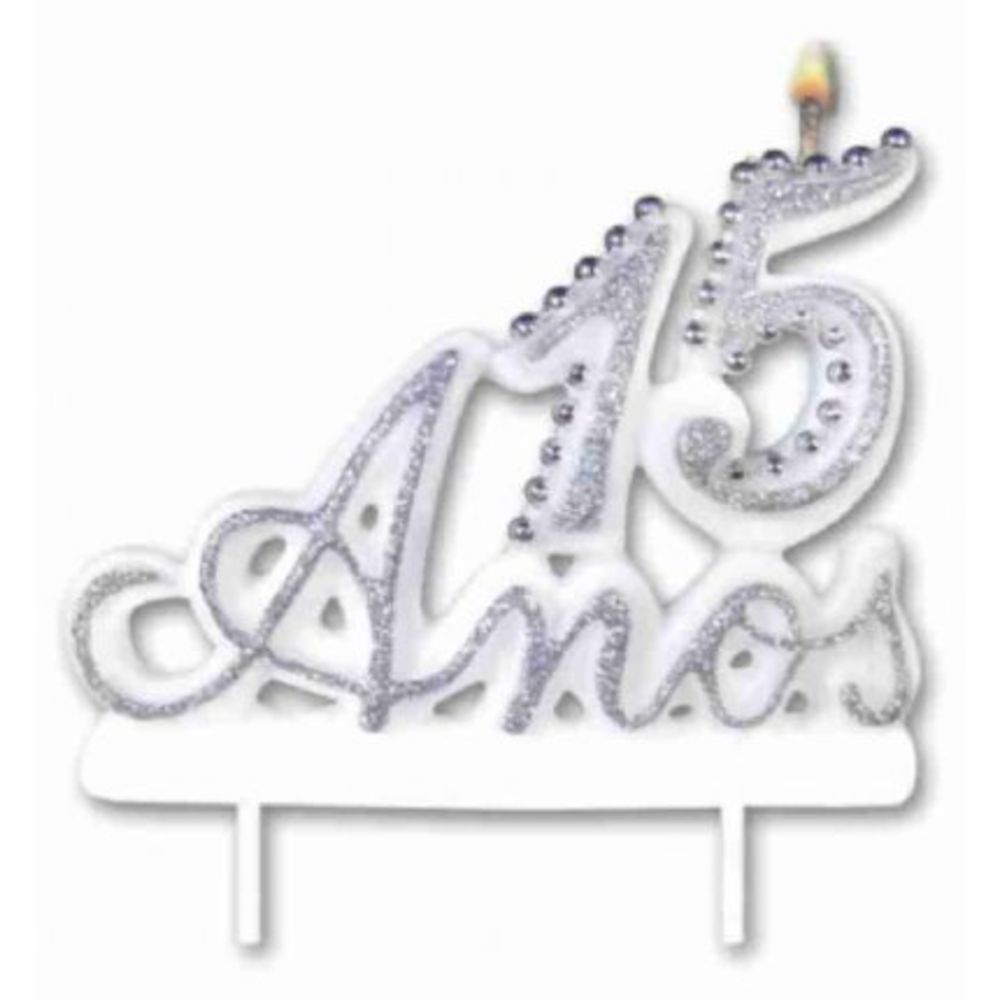 Vela 15 Anos Luxo Branco Unidade
